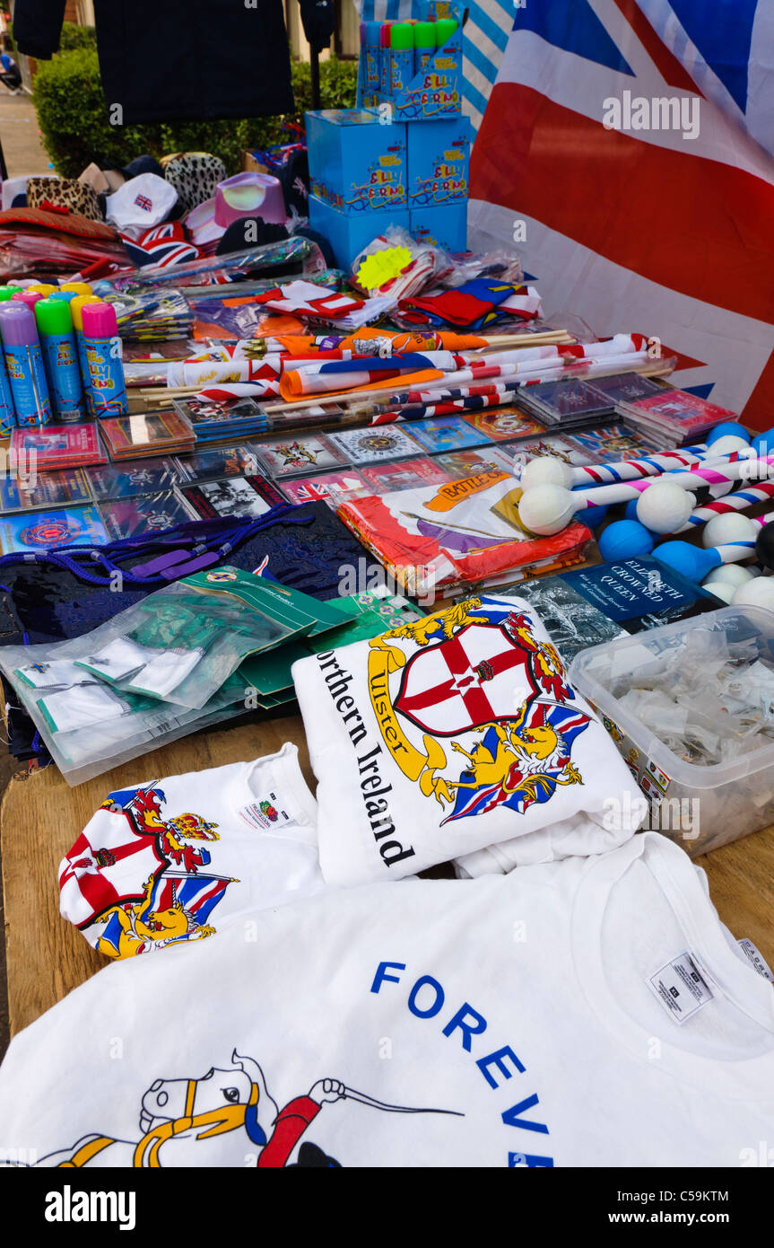 Ulster/Northern Ireland branded goods on sale at a stall at a street