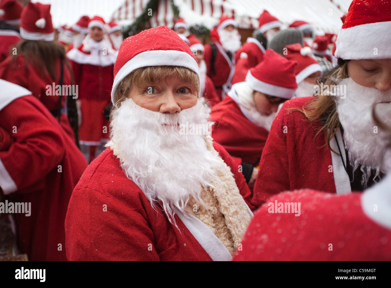 For Fun Run Riga RIGA, LATVIA - DECEMBER 12: Participants of the third annual Santas Fun ...