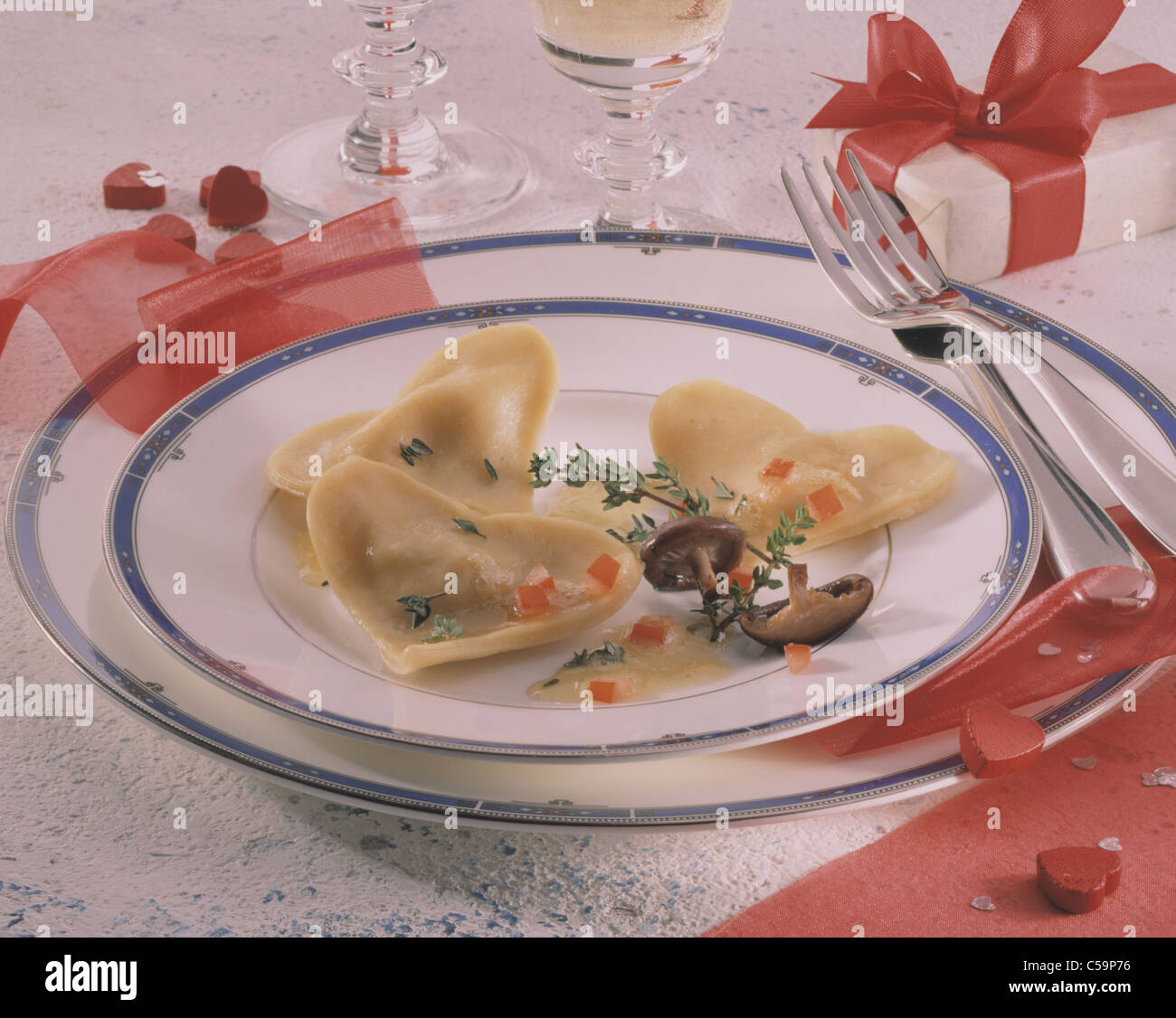 Ravioli with mushroom ricotta filling Stock Photo Alamy