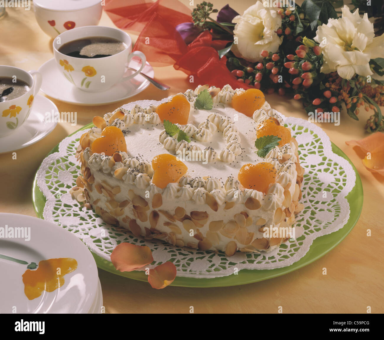 Apricot poppy seed tart Stock Photo Alamy