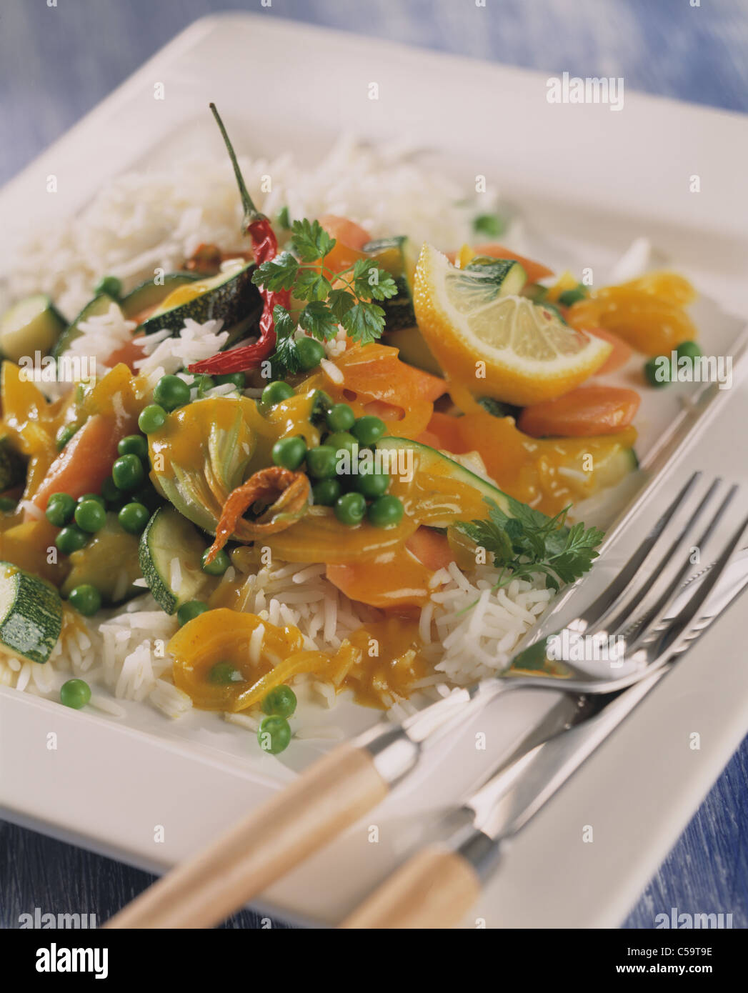 Pea curry with coriander Stock Photo