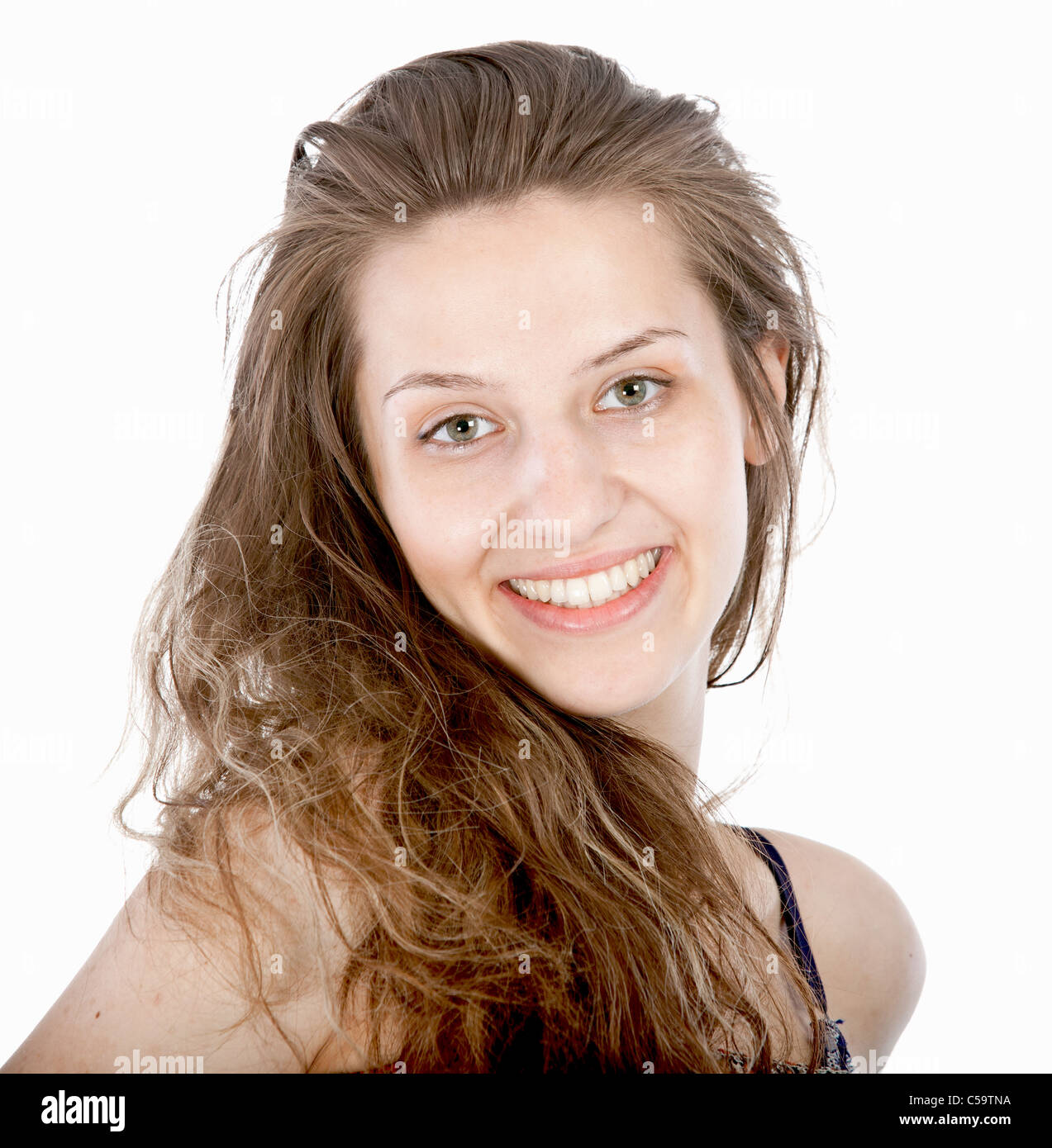 Portrait of a beautiful young lady smiling Stock Photo Alamy