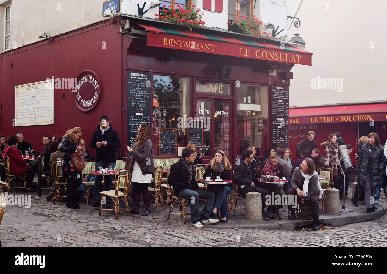 Le Consulat restaurant on Montmartre. Paris. France Stock Photo