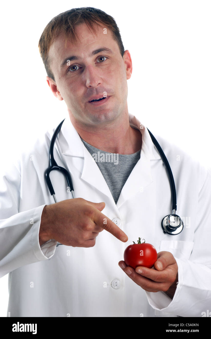 medical staff explains the benefits of vegetable Stock Photo Alamy