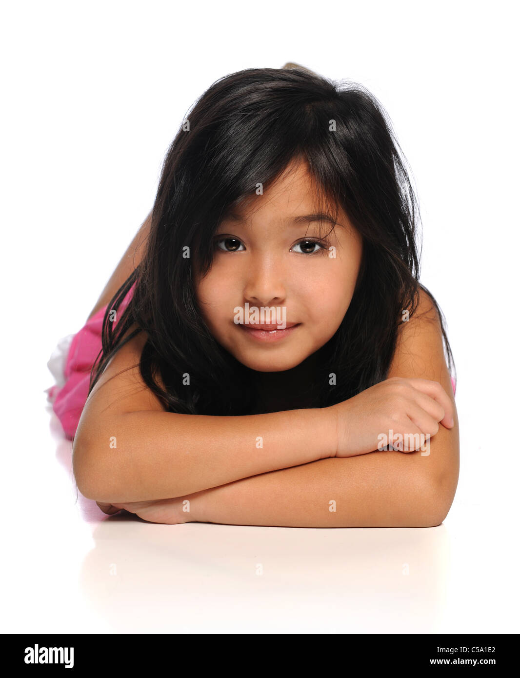 Portrait of Asian girl isolated over white background Stock Photo