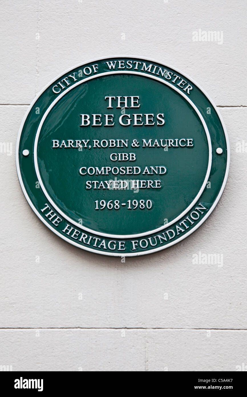 London, Brook Street  Bee Gees heritage plaque July 2011 Stock Photo