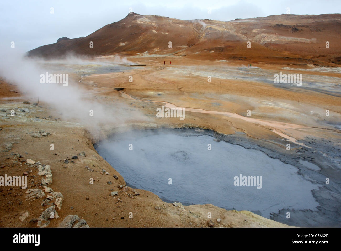 Boiling mud pool, Namafjall geothermal area, near Lake Myvatn, northeast area, Iceland Stock Photo