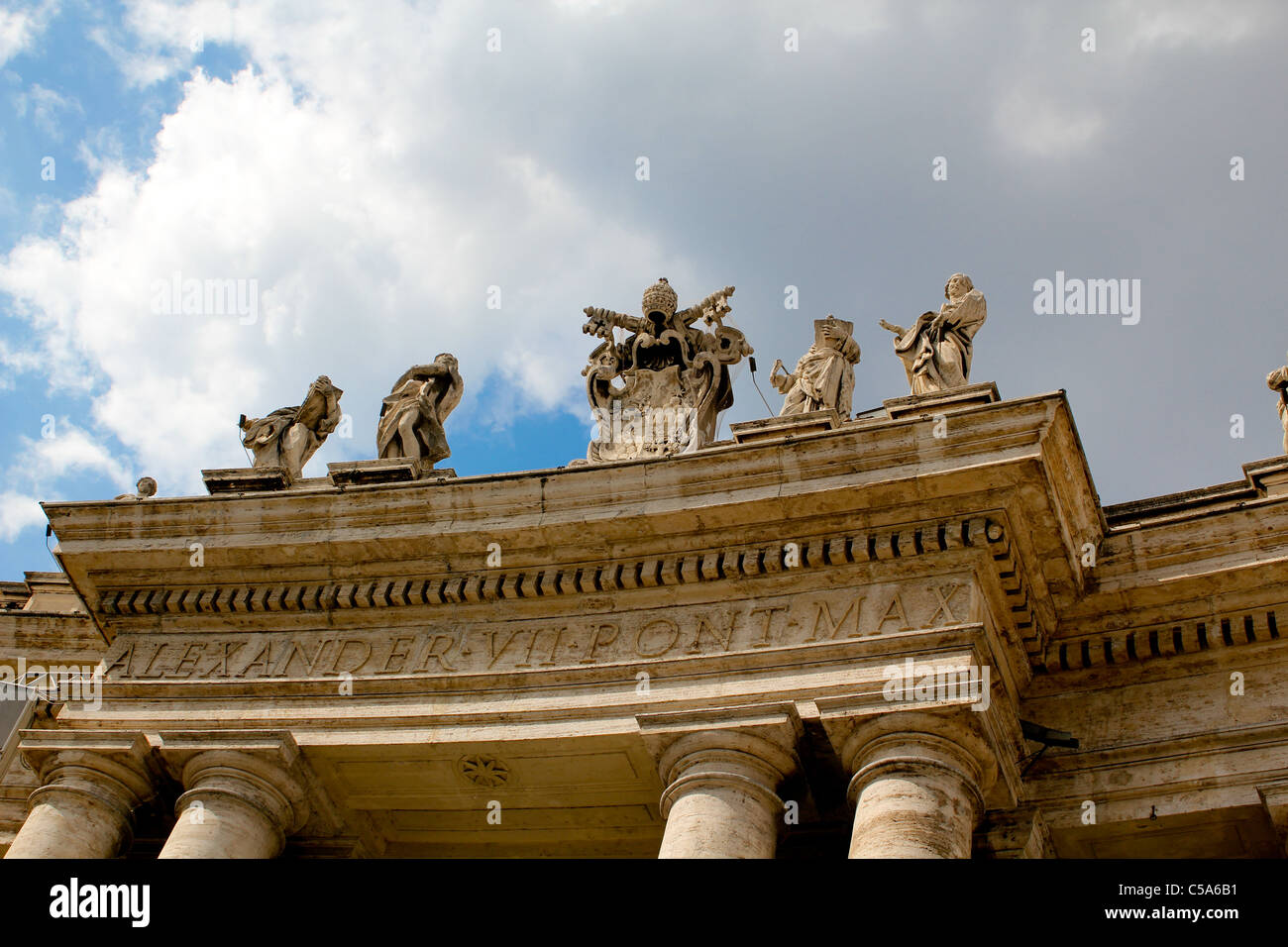 St. Peter's Square, Rome. Detail of Bernini's colonnade. Stock Photo