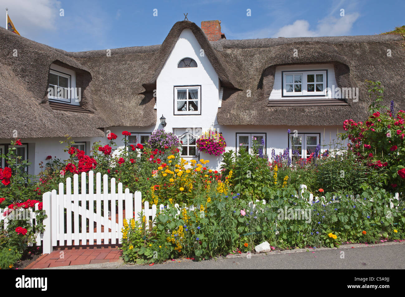 Thatched House Nebel Village Amrum Island North Friesland Stock