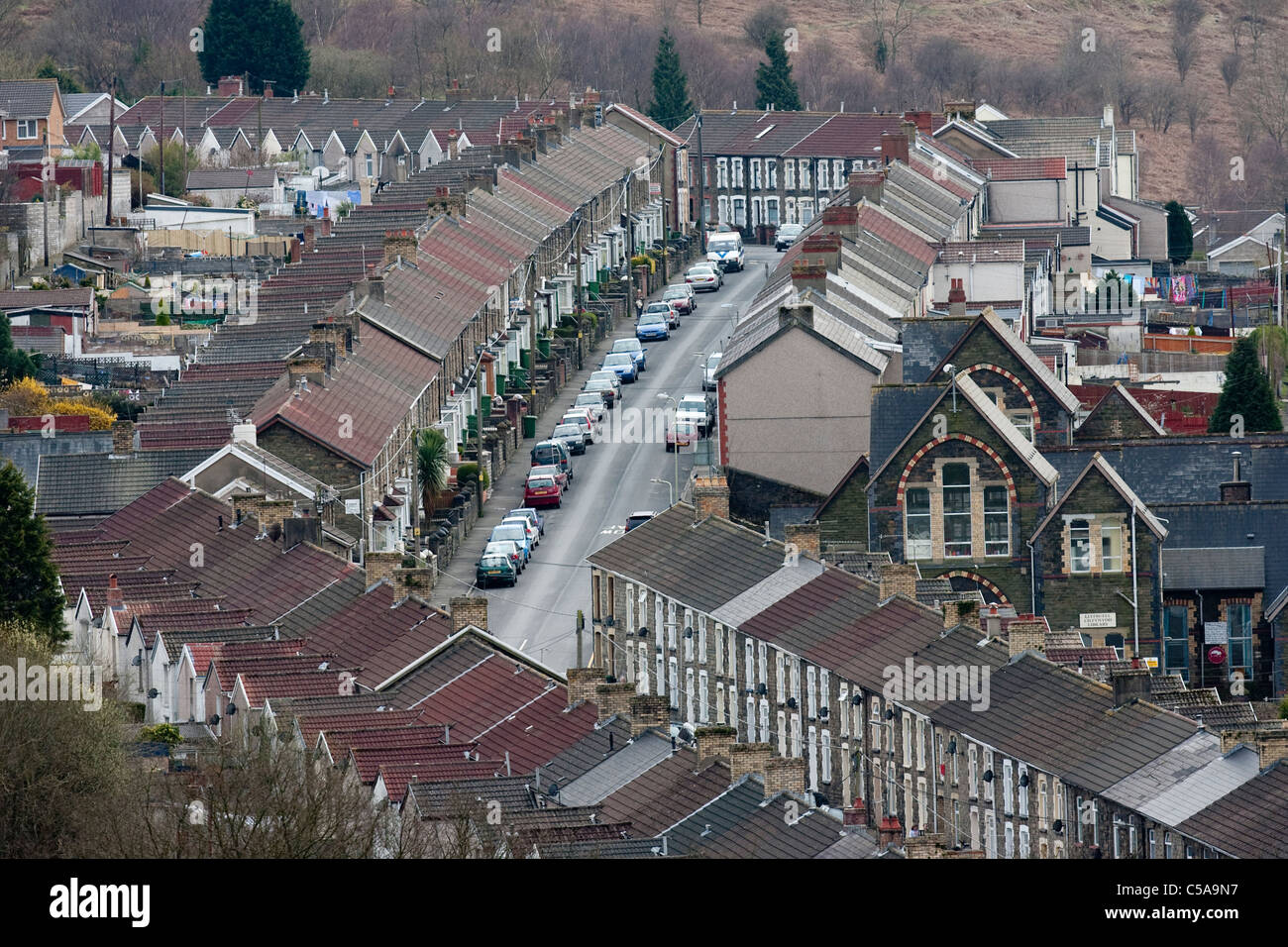 Rhondda Valleys Terraced Housing High Resolution Stock Photography and