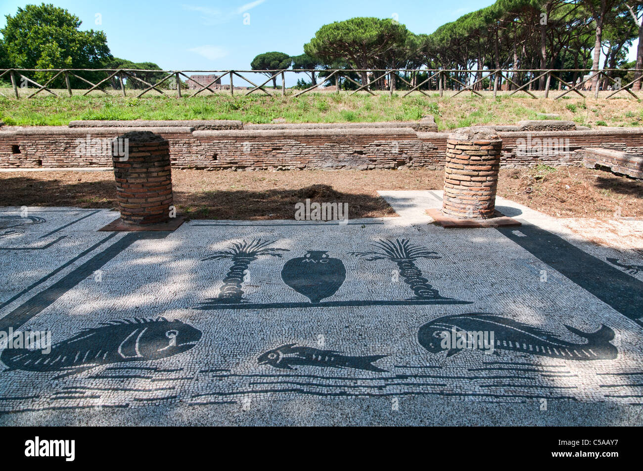 The ruins of the ancient roman port of Ostia, nearby Rome. Stock Photo