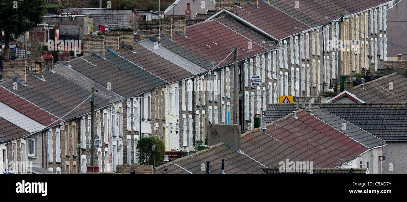 Rhondda Valleys Terraced Housing Stock Photos & Rhondda Valleys