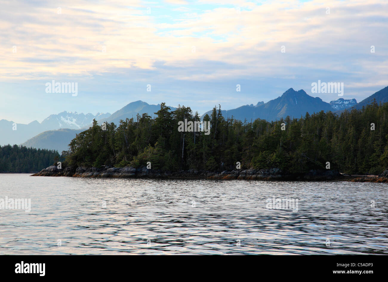 Layers of islands in the protected waters of Barkley sound on a summer day Stock Photo