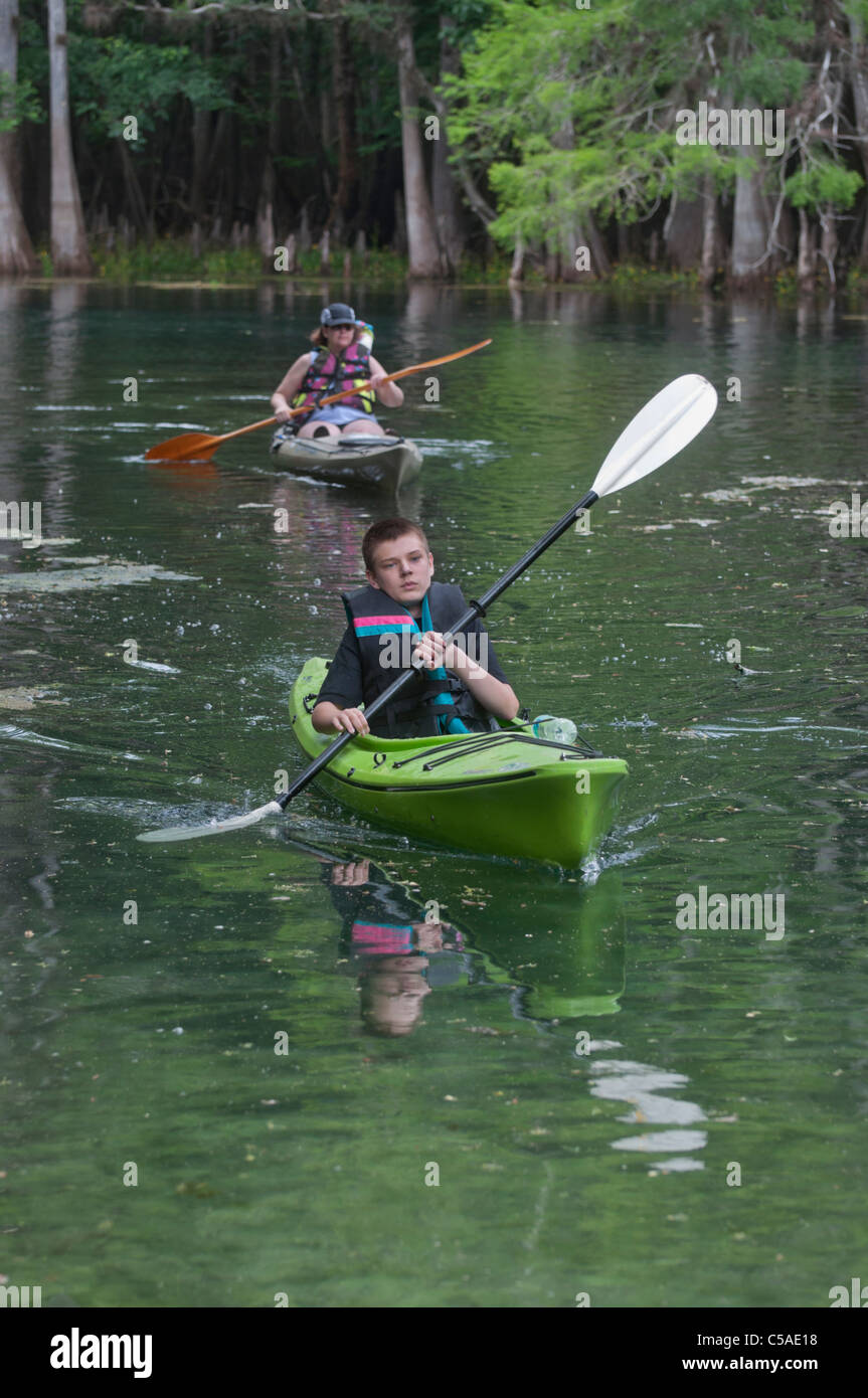 kayaking the spring run at Manatee Springs State Park in North Florida