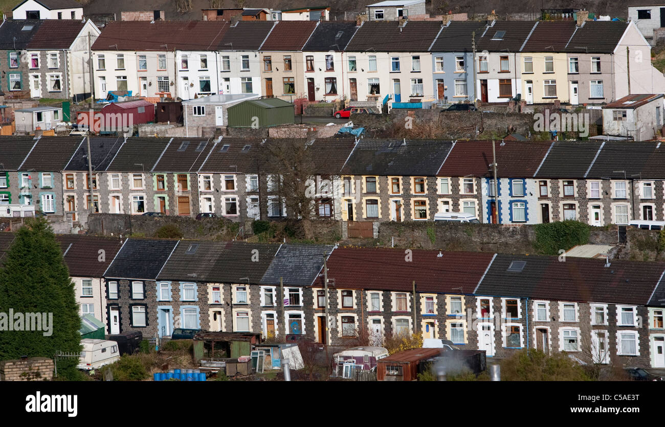 Generic views of terraced housing in the Rhondda Valleys, South Wales