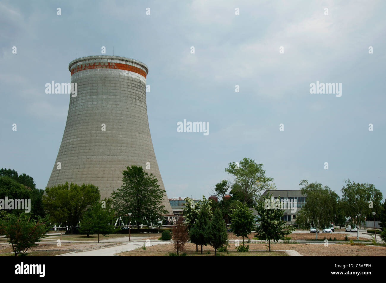 Very wide Industrial chimney.Heating industry Stock Photo