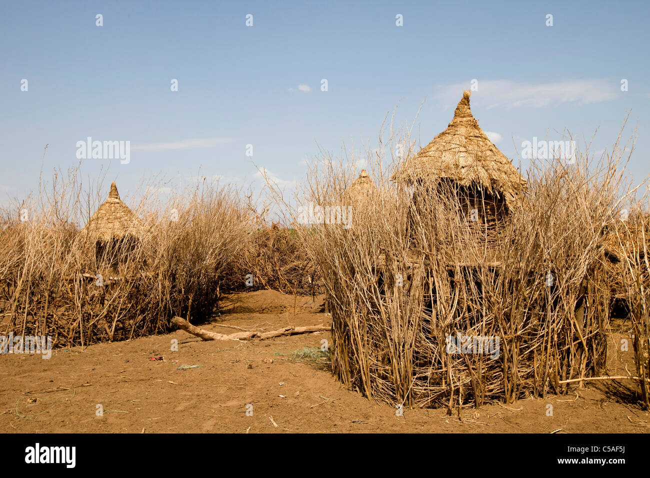 Grain stores at a Galeb or Dassanech village in the Lower Omo Valley
