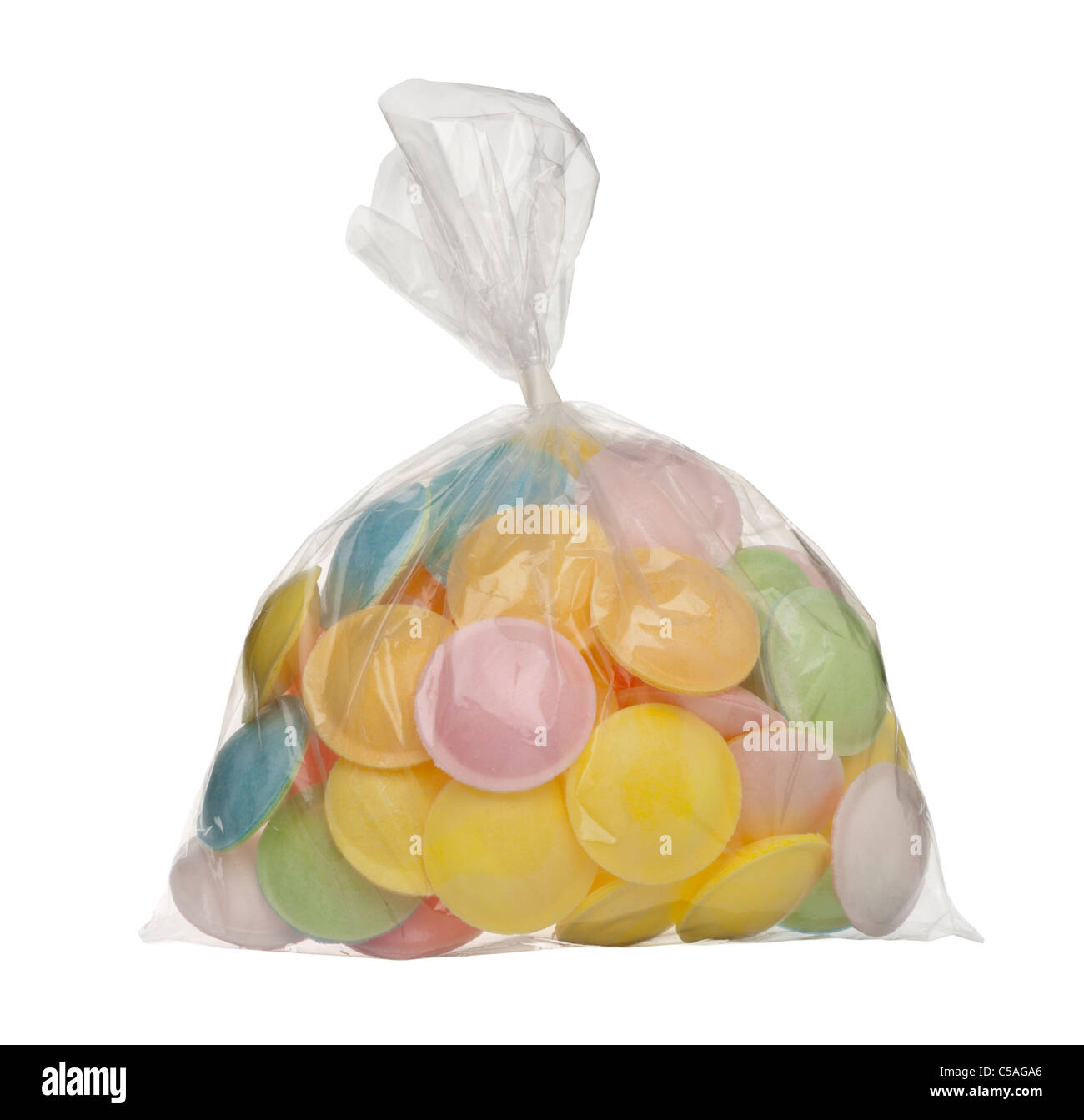 Bag of flying saucer sherbet sweets or candies Stock Photo