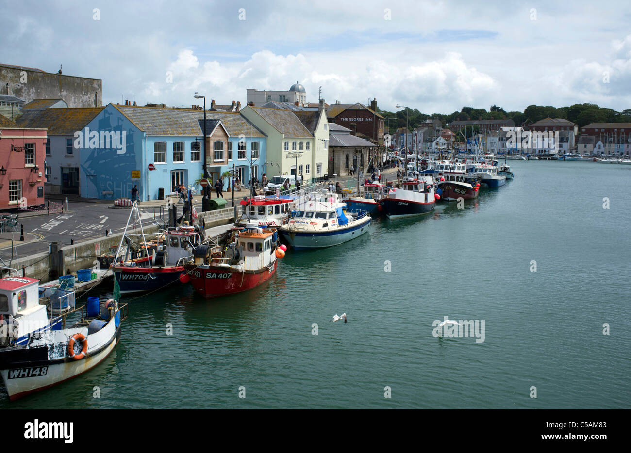 Fishing boats, in Weymouth Harbour, Dorset, England, UK Stock Photo
