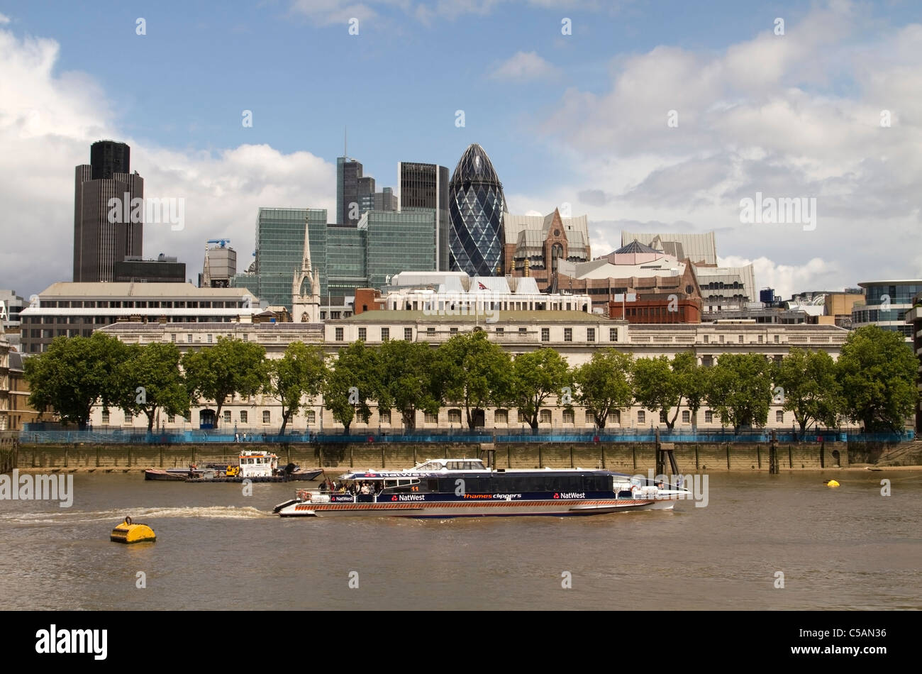 View of the city of London from the southbank of the Thames, England Stock Photo