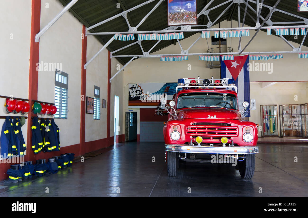 Cuban fire station fire truck fire brigade service santa clara hires