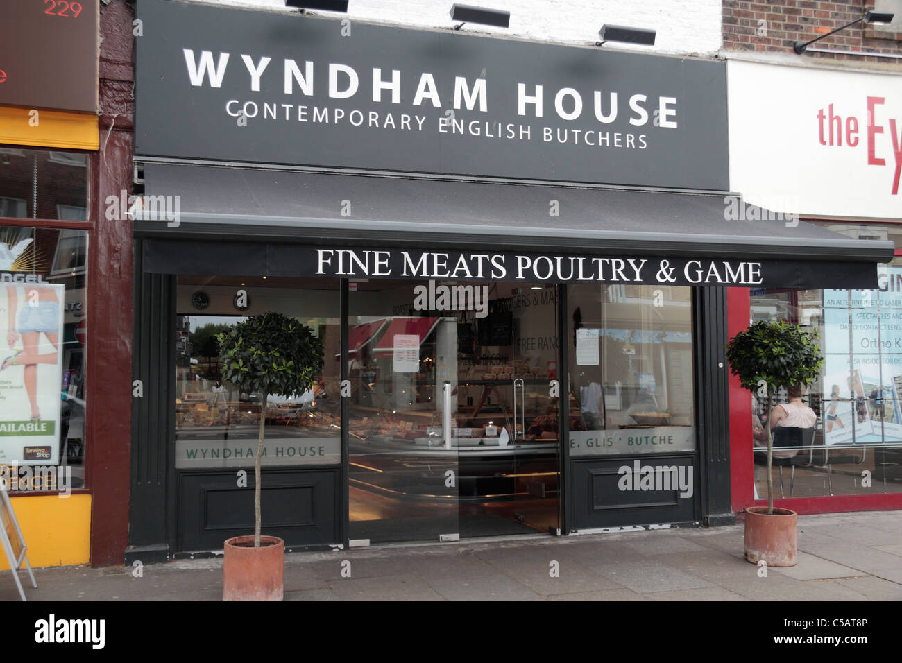 The Wyndham House contemporary English Butchers on Chiswick High Road, West London, England. Stock Photo