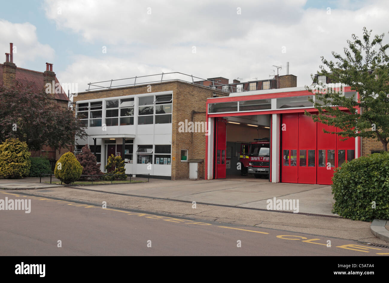 Chiswick Fire Station, part of the London Fire Brigade, Heathfield Gardens, Hounslow, London W4, UK. Stock Photo