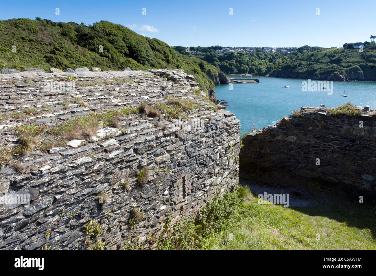 Disused stone building forming part of Fishguard Fort, defending the Lower Town Harbour, built in 1780. Stock Photo