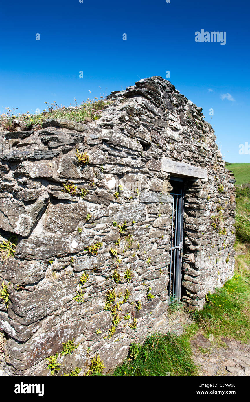 Disused stone building forming part of Fishguard Fort, defending the Lower Town Harbour, built in 1780. Stock Photo