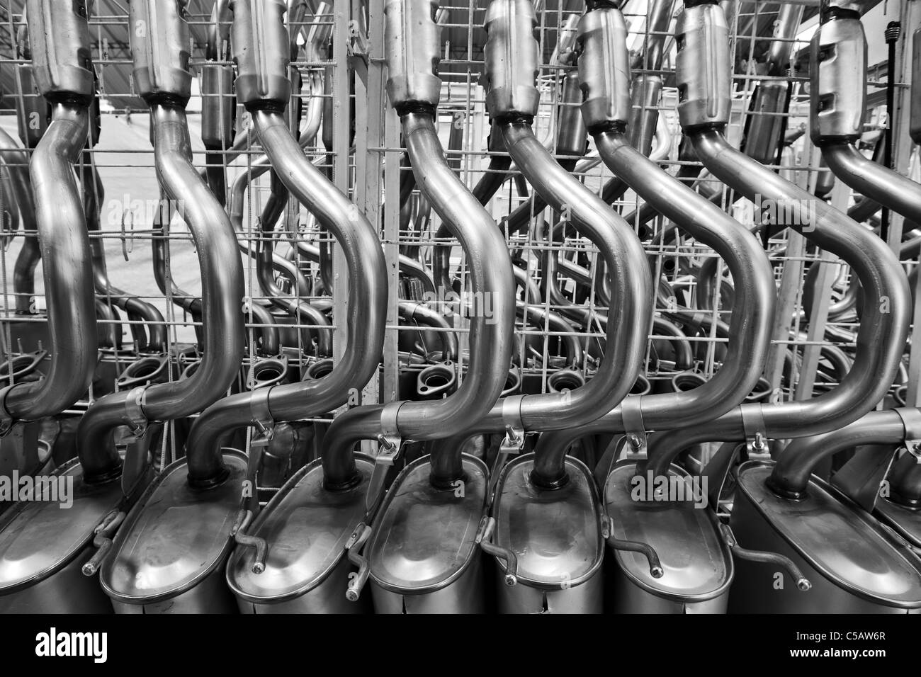 Exhaust Pipes Stand Before Galvanization Painting Process Stock Photo