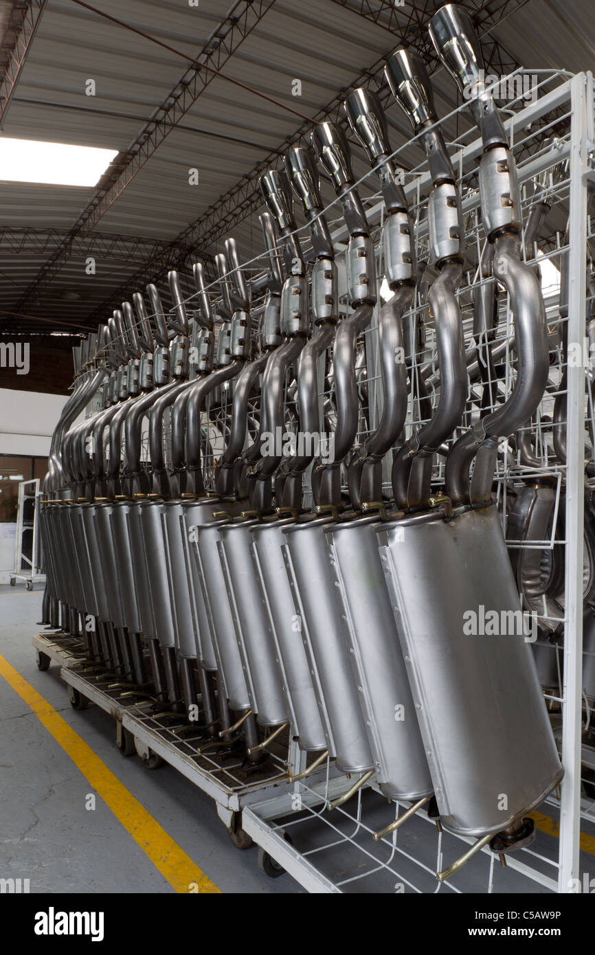 Exhaust Pipes Stand Before Galvanization Painting Process Stock Photo