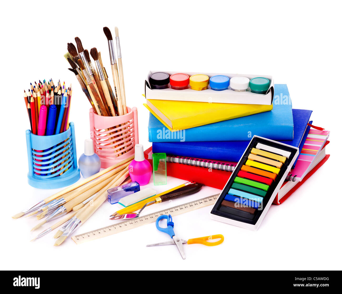 Back to school supplies. Isolated Stock Photo