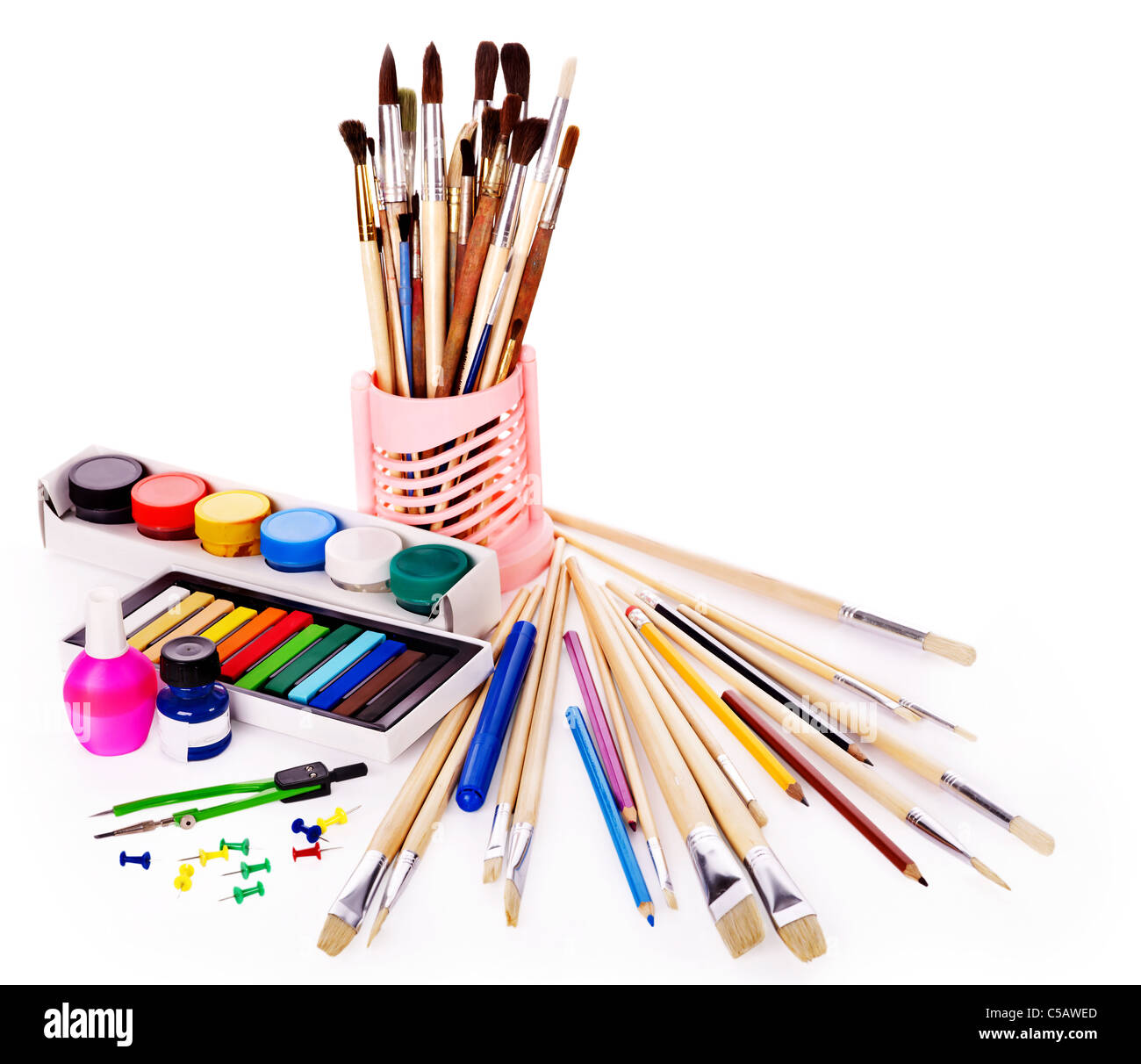School office supplies. Writing utensils Stock Photo - Alamy