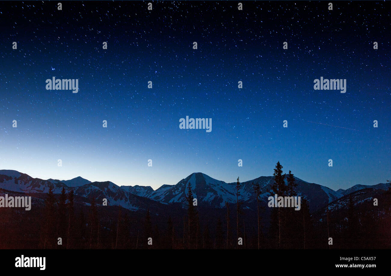 Star filled sky from Monarch Pass, Sawatch Range, Chaffee County, Colorado, USA Stock Photo