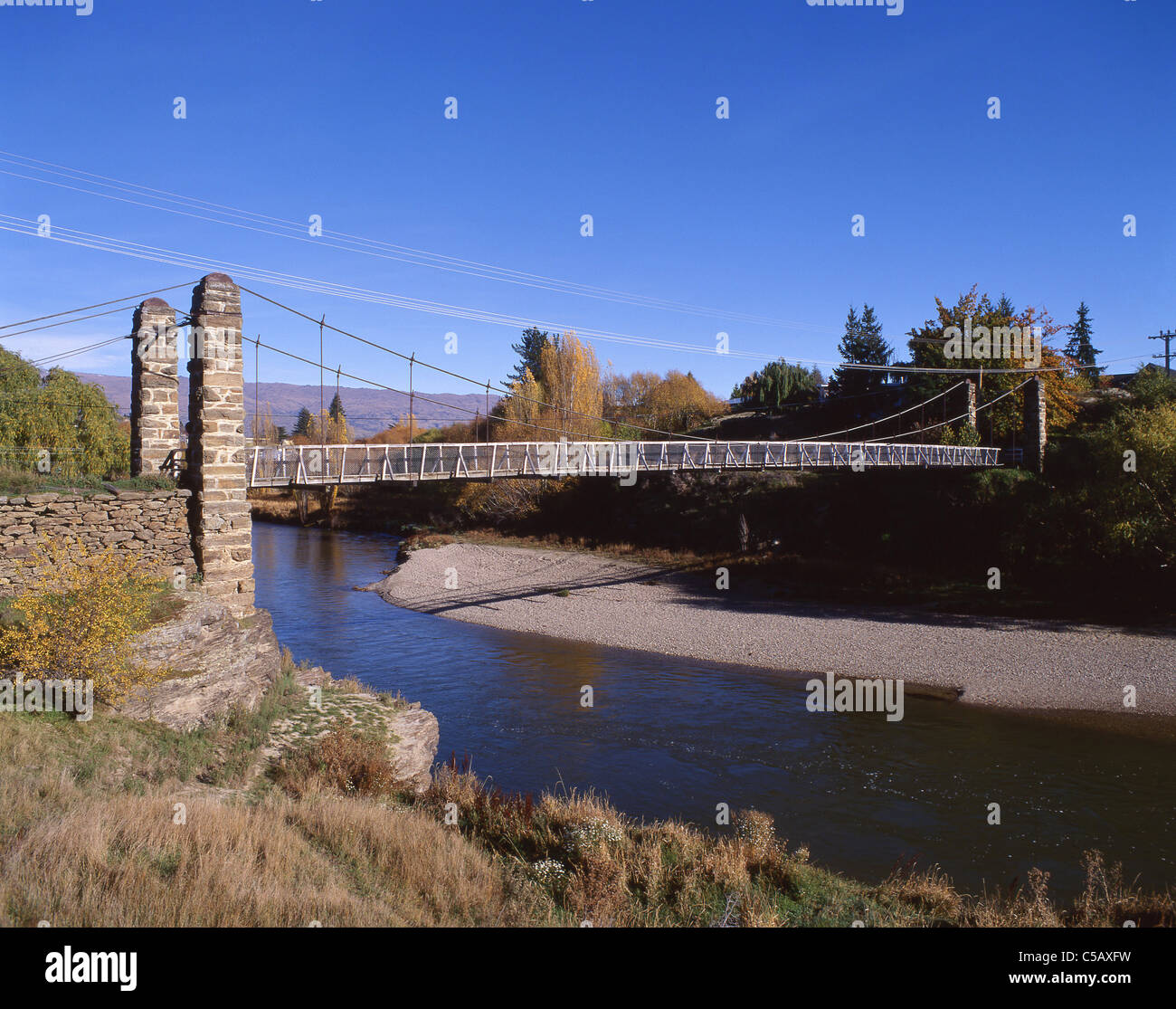 Suspension Bridge across Manuherikia River, Alexandra, Otago Region, South Island, New Zealand