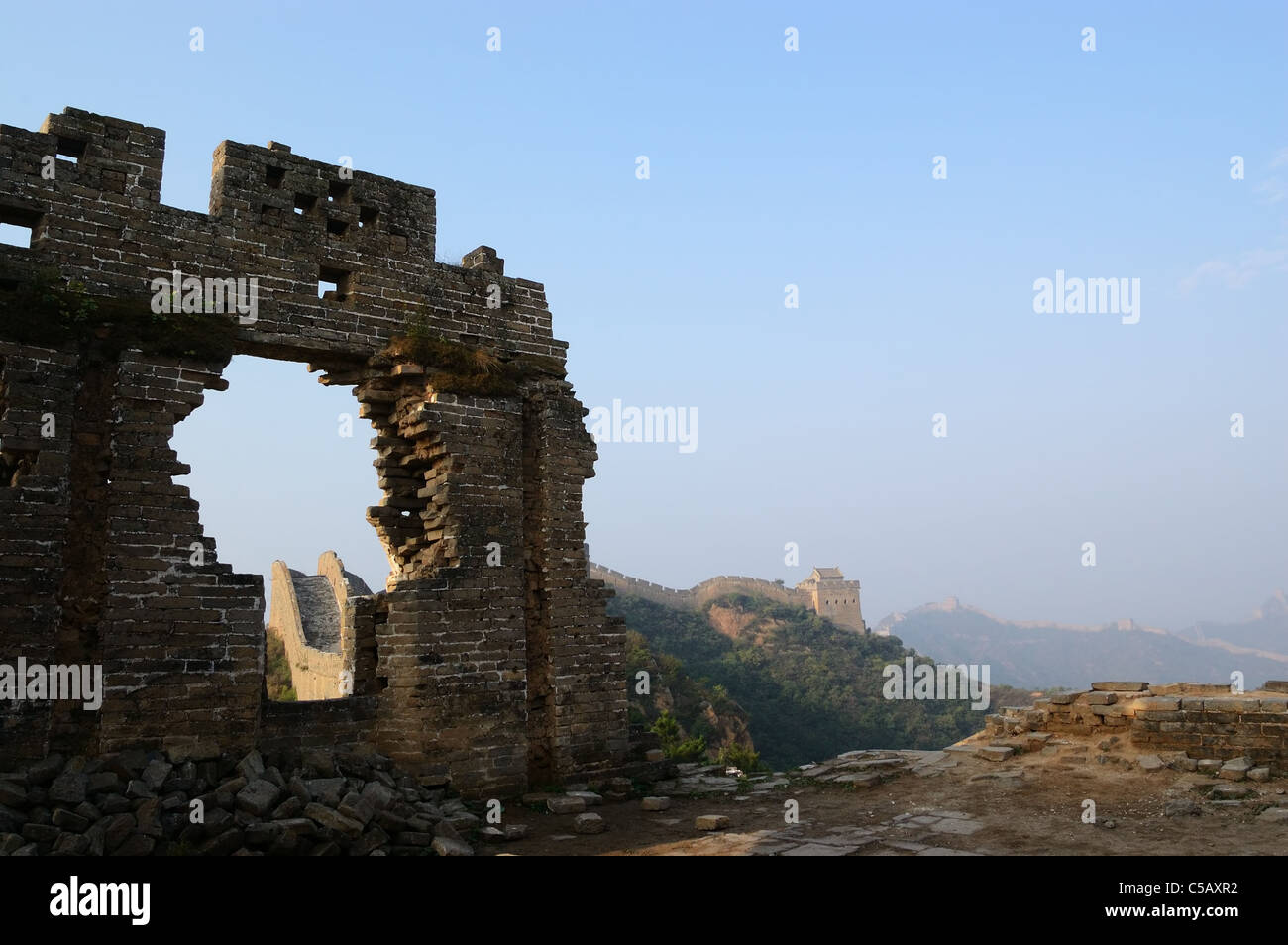 Dilapidated Great Wall of China in Jinshanling, Hebei Province, China Stock Photo