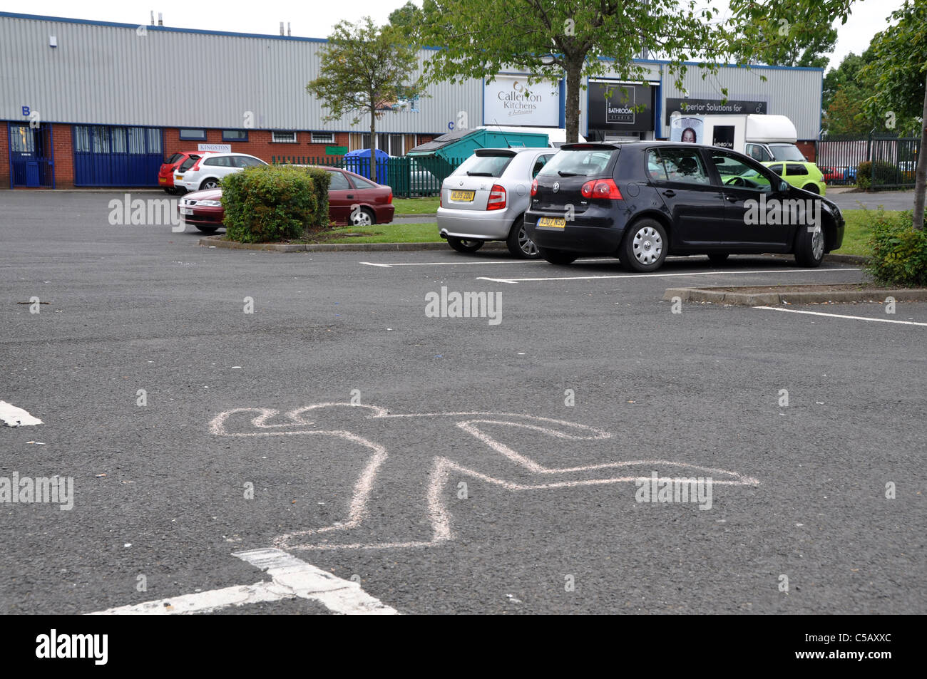chalk outline man Stock Photo
