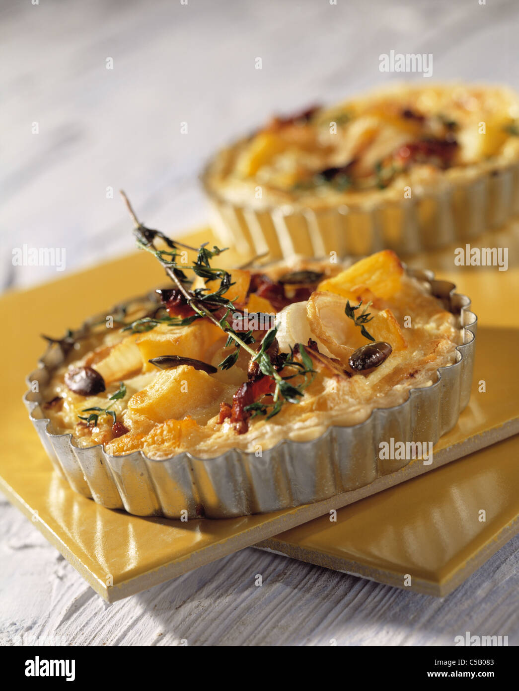 Pumpkin quiche with thyme Stock Photo Alamy