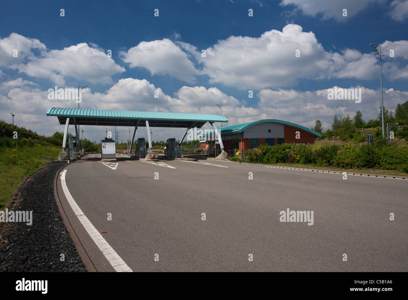 M6 Toll Motorway Toll Booth Wall Staffordshire England UK Stock Photo