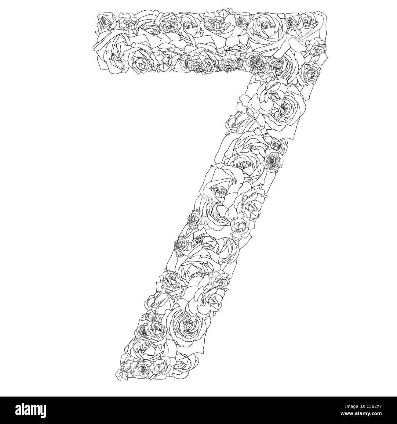 Flower alphabet of red roses, characters 7 Stock Photo Alamy