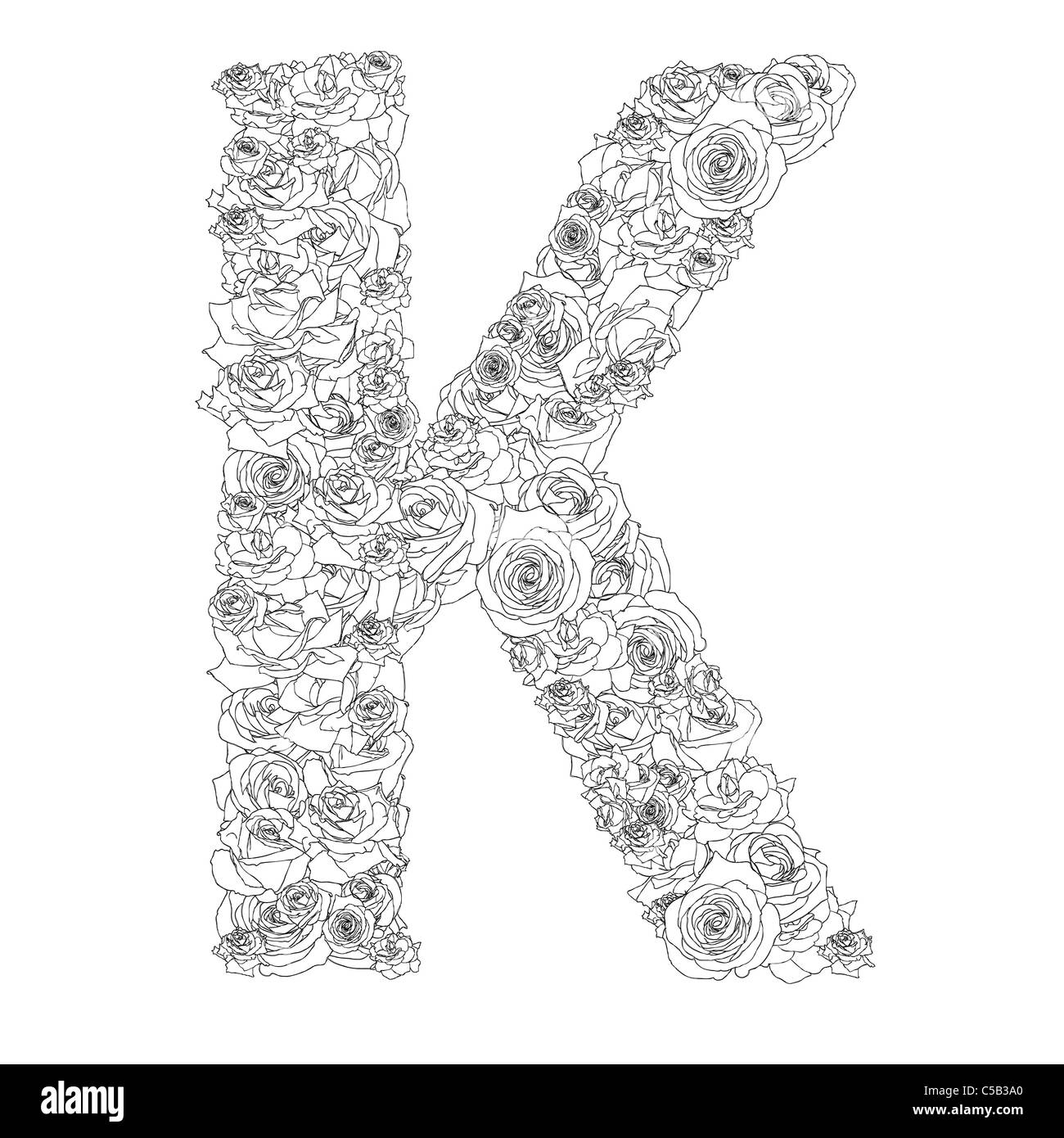 Flower alphabet of red roses, characters K Stock Photo - Alamy