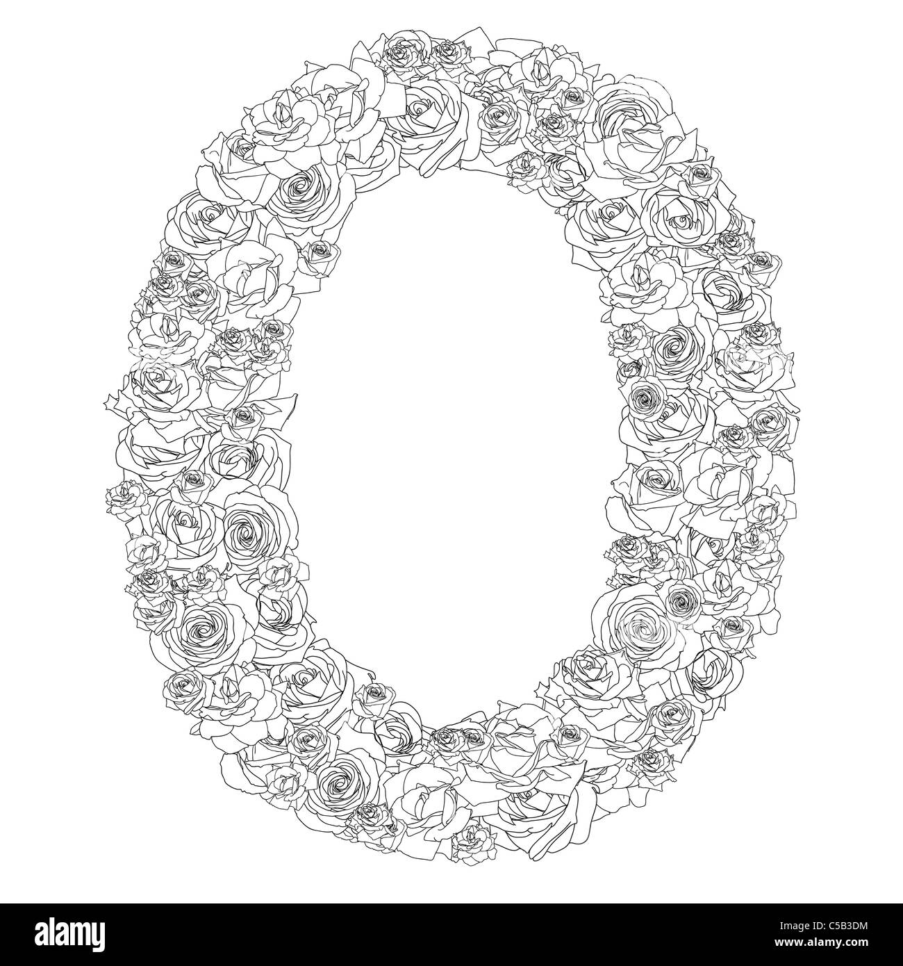 Flower alphabet of red roses, characters O Stock Photo Alamy