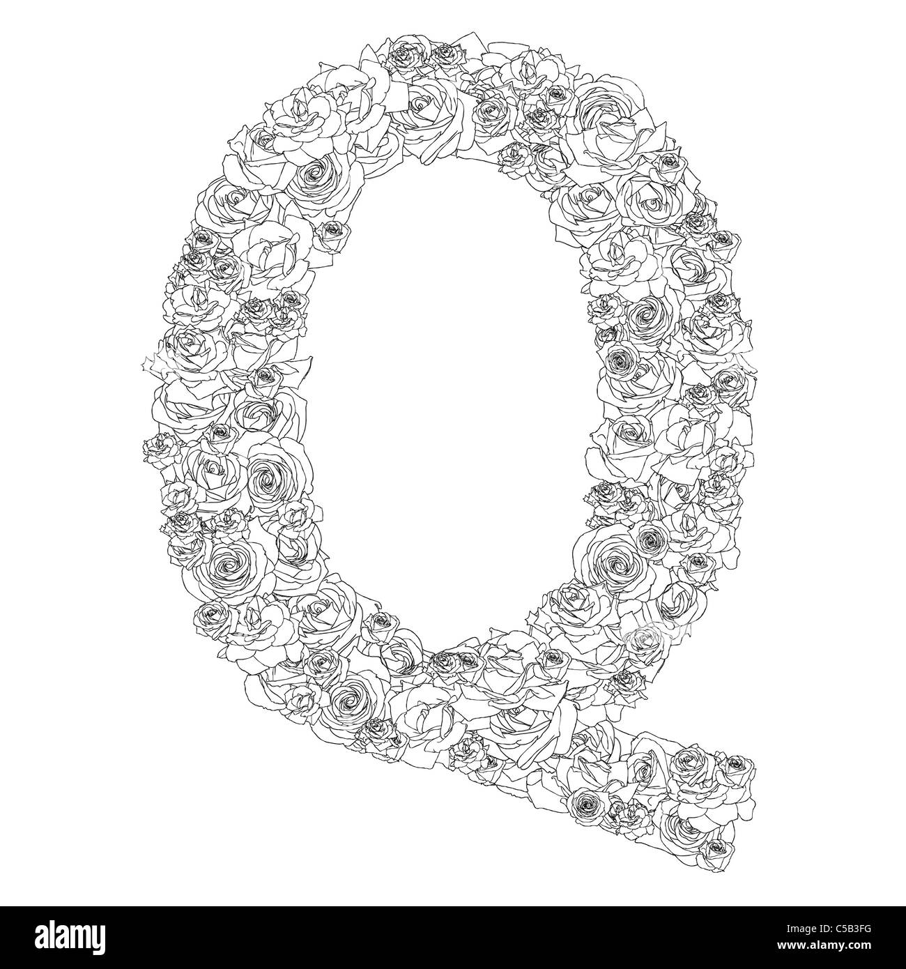 Flower alphabet of red roses, characters Q Stock Photo Alamy