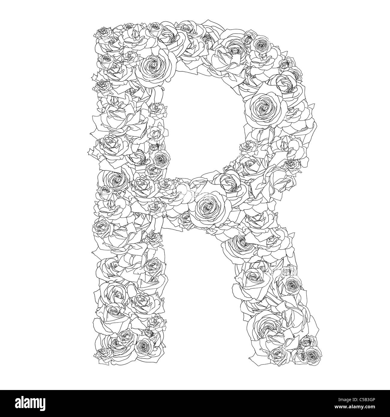 Floral letter r Black and White Stock Photos & Images - Alamy