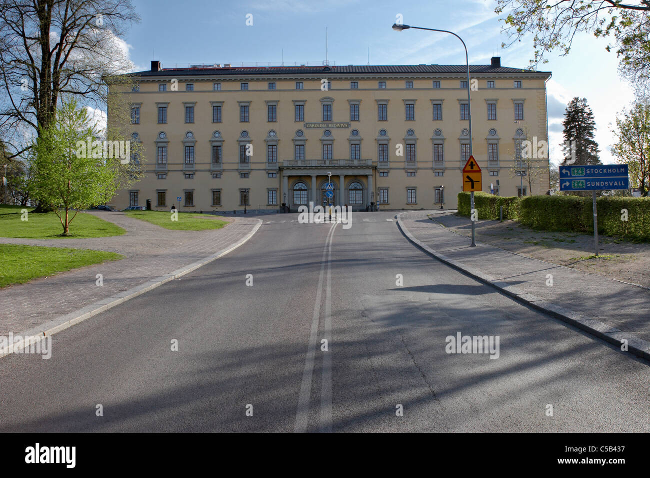 Empty road leading to Carolina Rediviva at Uppsala, Sweden Stock Photo
