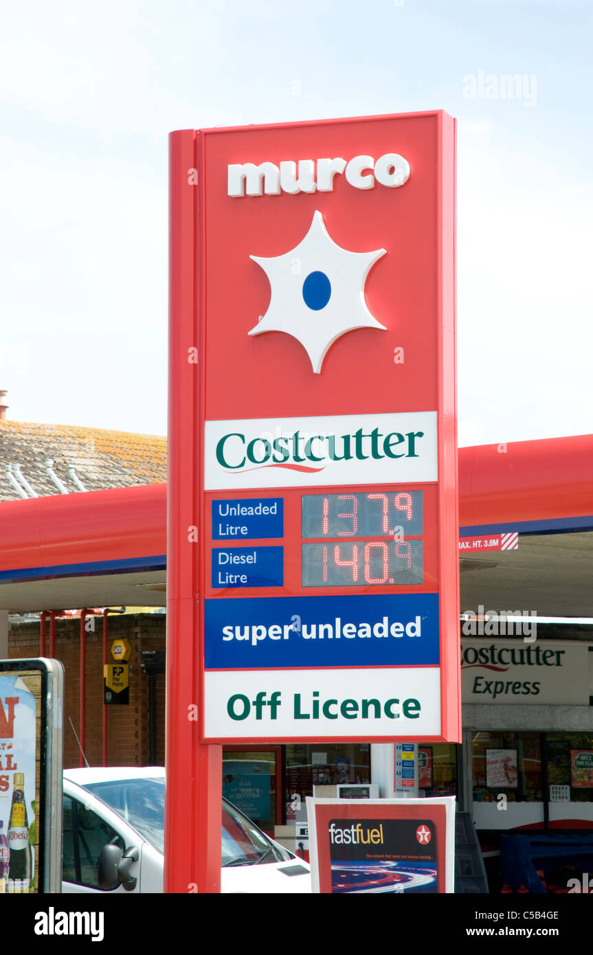 Murco petrol station pricing sign 2011 Stock Photo