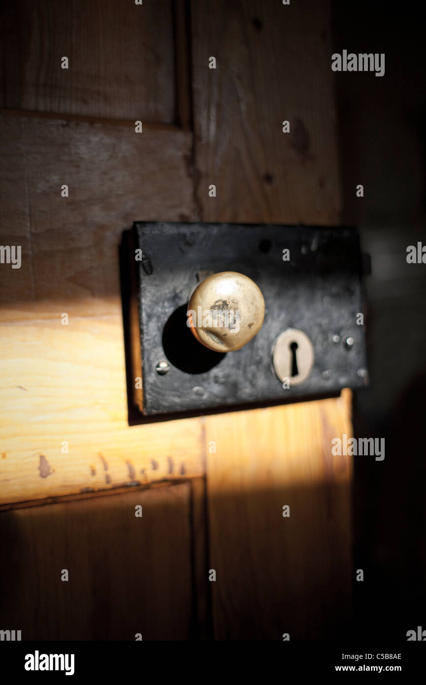 Vintage door knob and lock Stock Photo Alamy