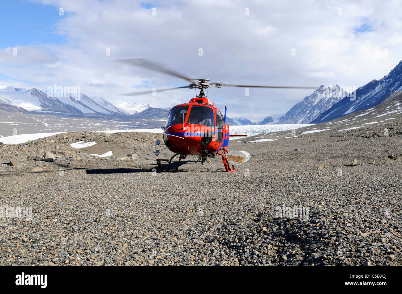 Helicopter in support of science in Taylor Valley McMurdo Dry Valleys Antarctica Stock Photo