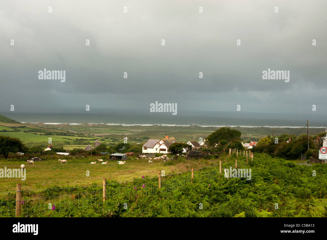 Llangennith village wales UK Stock Photo Alamy