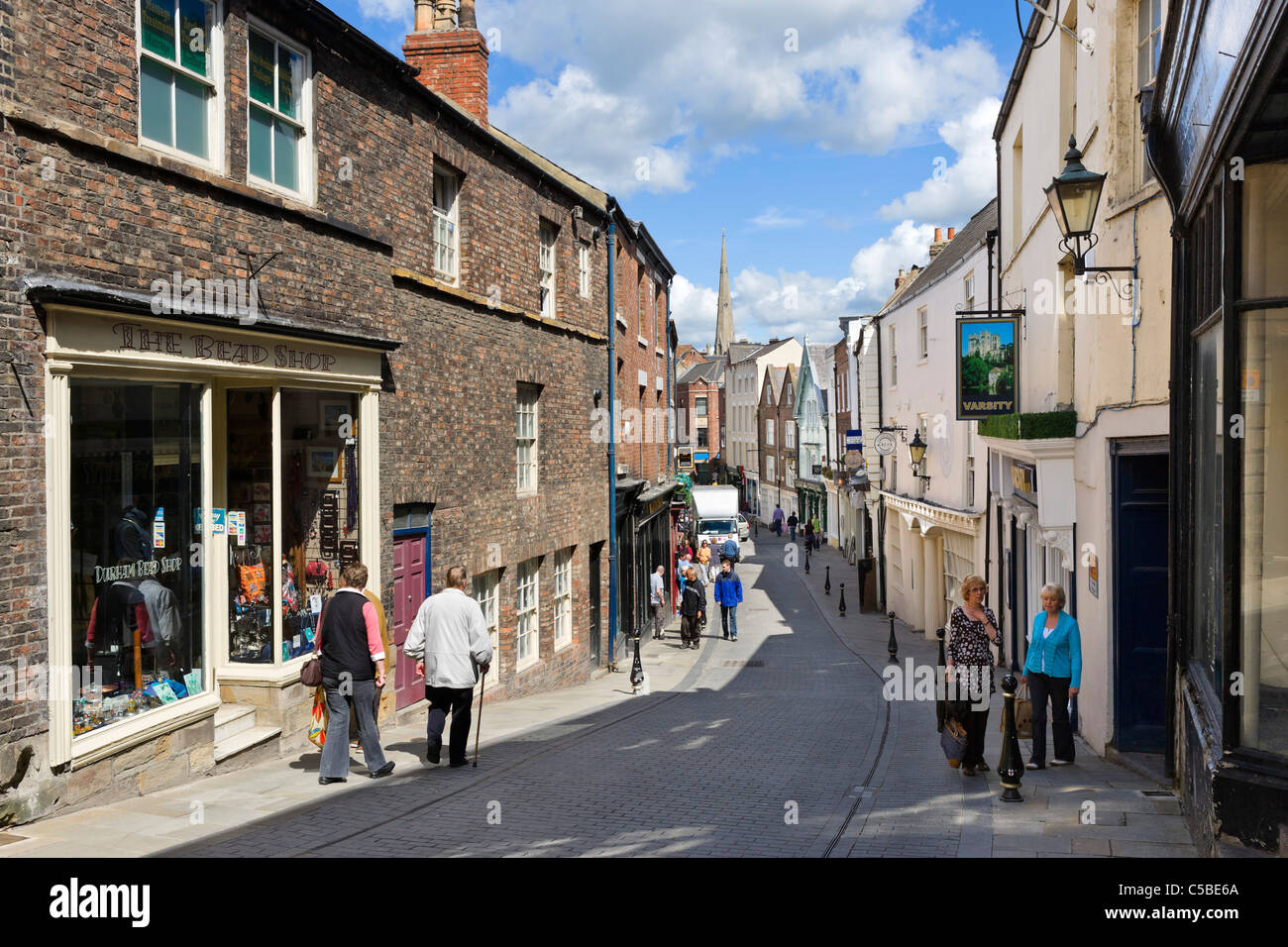 Shops on Saddler Street in the city centre, Durham, County Durham, North East England, UK Stock Photo